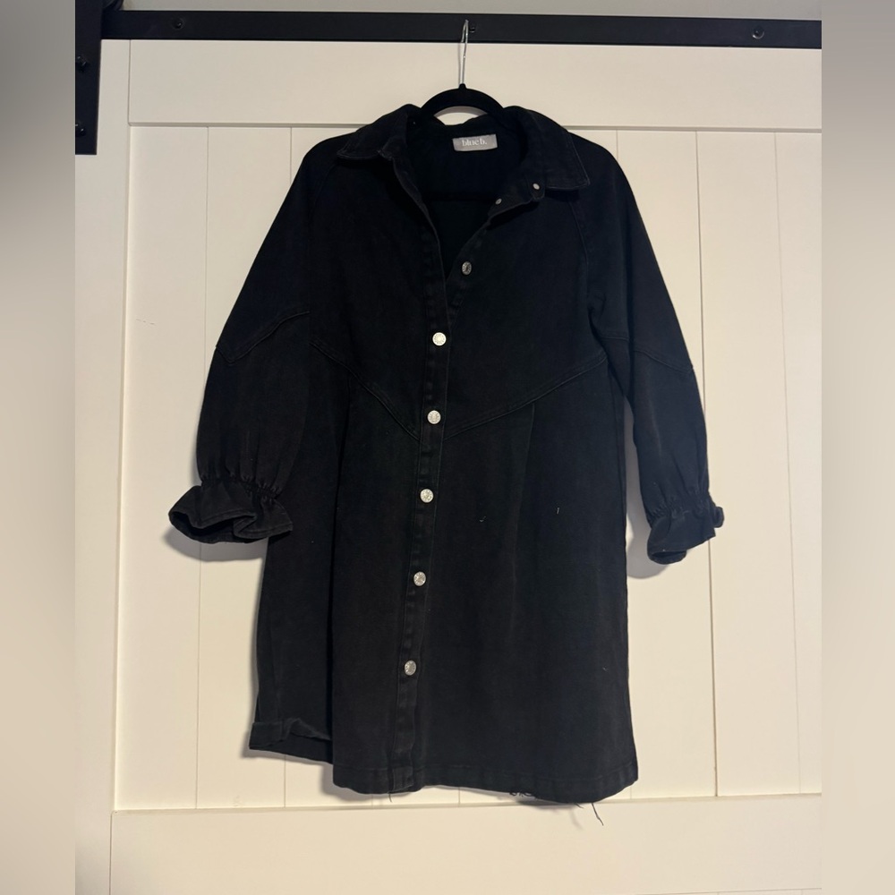 Long black button up dress